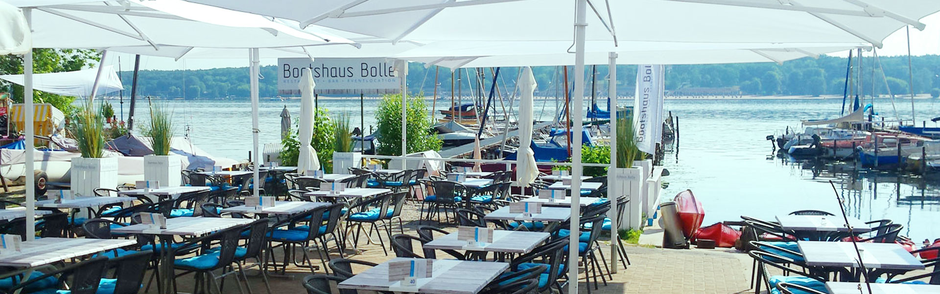 Bootshaus Bolle Terasse am Hafen